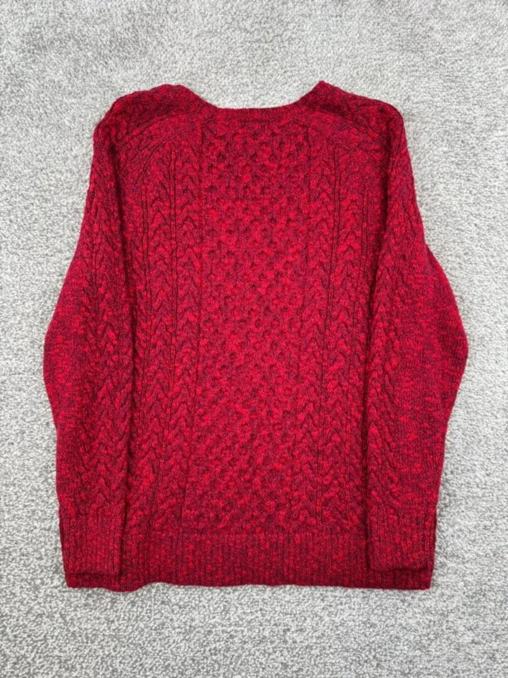Men's Red Textured Crewneck Knit Sweater Size L